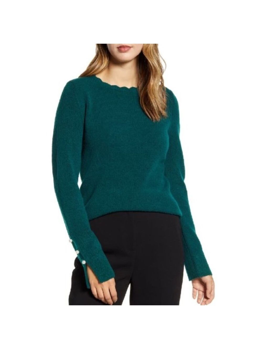 Rachel Parcell Scalloped Crewneck Sweater